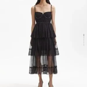 Self-Portrait | Dresses | Selfportrait Black Dot Mesh Tier